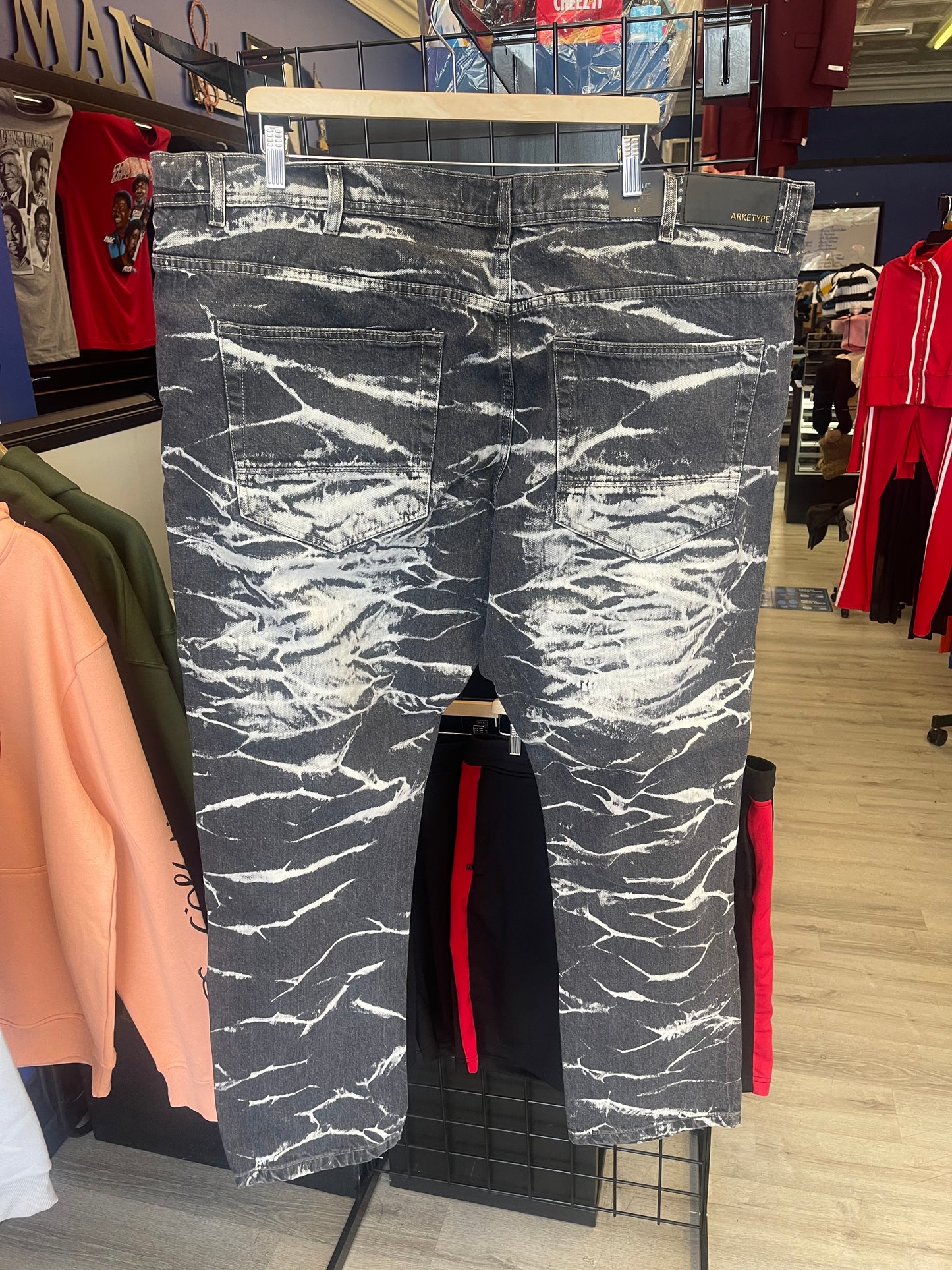 Gray cracked style jeans