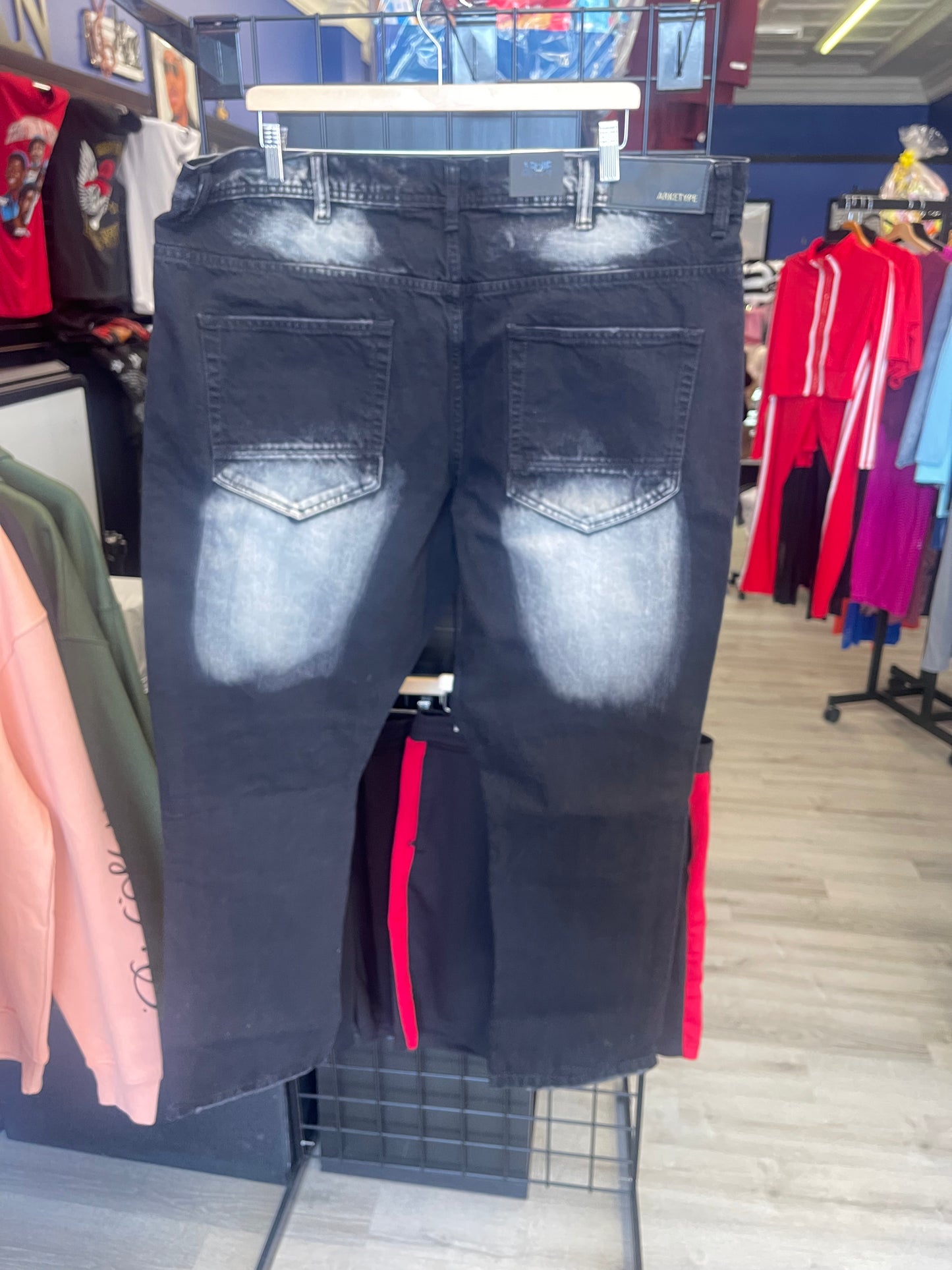 Black royal blue fade jeans