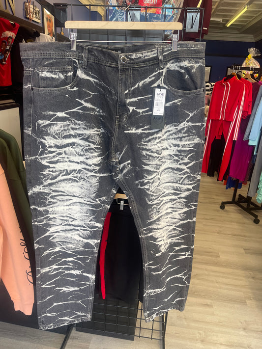 Gray cracked style jeans